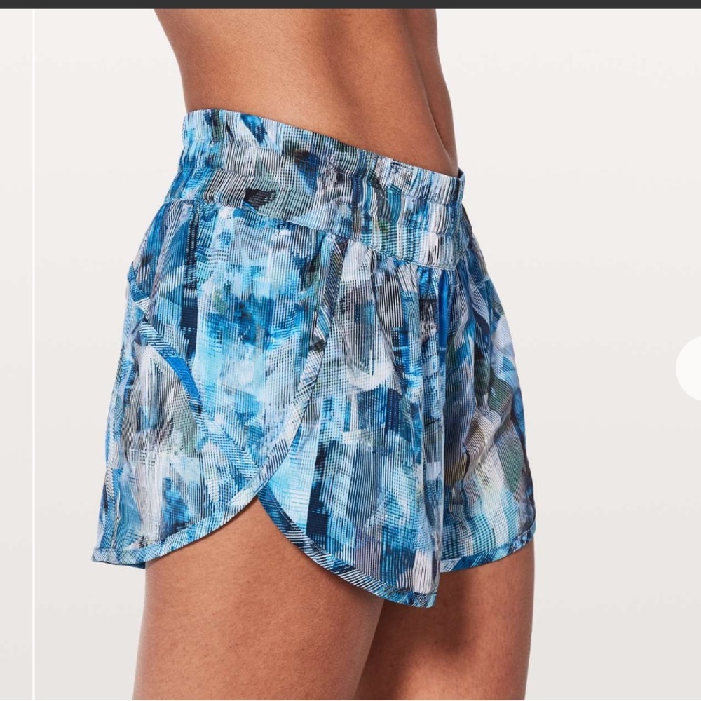 lululemon athletica Blue Multi Pattern Athletic Running Shorts